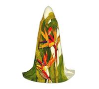 Liulannq Tropical Bird Of Paradise Unisex Hooded Colorful Cloak Cloak, Devil Witch Costume Halloween Robe Accessories, Performance Costumes