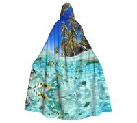 Liulannq Tropical Fish Landscape Halloween Unisex Hooded Cloak, Christmas Masquerade Costume, Adult Vampire Witch Costume, Exquisite Accessories.