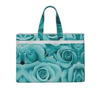 Liulannq Turquoise Rose Canvas File Bags, Office And Business Portable Leisure Handbags, Study Kits, Storage Bags, Super Durable.