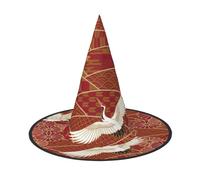 Liulannq Two Cranes Chrysanthemums Halloween Christmas Witch Hat, Men'S Funny Party Collocation, Suitable For Setting Off The Festive Atmosphere And Role-Playing, Activities And Performances.