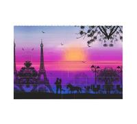 Liulannq Valentine Paris Eiffel Tower Romantic Couple Carriage Sunset Develop Thinking Enlightenment Education Rectangular Building Block Puzzle, Children'S Health Toy