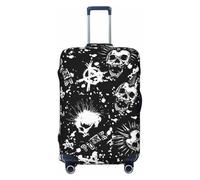 Liulannq White Punk Skull High Elastic Eye-Catching Suitcase Protective Cover, Which Decorates and Protects Your Suitcase from Dust and Scratches.