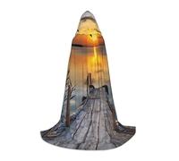 Liulannq Wild Goose By The Bridge Unisex Hooded Colorful Cloak Cloak, Devil Witch Costume Halloween Robe Accessories, Performance Costumes