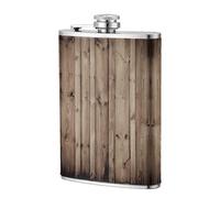 Liulannq Wood Grain Small Stainless Steel Rust-Proof and Leak-Proof Hip Flask with Delicate and Gentle Hand Feel, Sealed with Screw Cover and Durable, and Wrapped with Pu Leather Outside. 8oz Classic