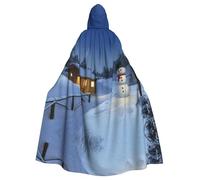 Liulannq Wooden Rustic Log Cottage Scenery Halloween Unisex Hooded Cloak, Christmas Masquerade Costume, Adult Vampire Witch Costume, Exquisite Accessories.