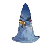 Liulannq Wooden Rustic Log Cottage Scenery Unisex Hooded Colorful Cloak Cloak, Devil Witch Costume Halloween Robe Accessories, Performance Costumes