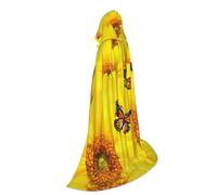 Liulannq Yellow Flowers Butterflies Unisex Hooded Colorful Cloak Cloak, Devil Witch Costume Halloween Robe Accessories, Performance Costumes