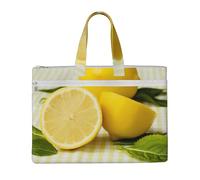 Liulannq Yellow Lemon Canvas File Bags, Office And Business Portable Leisure Handbags, Study Kits, Storage Bags, Super Durable.
