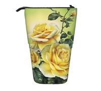 Liulannq Yellow Rose Environmental Protection Tasteless Retractable Pencil Case, Suitable for Boys Or Girls Stationery Bag, Personalized Pen Holder, Suitable for Students and Office Use.