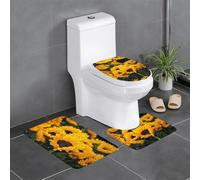 Liulannq Yellow Sunflower Field Flannel Non-Slip Mat Set Of Three, Soft And Skin-Friendly, Absorbent And Non-Slip, Easy To Take Care Of.Enjoy Every Second Of Warmth.