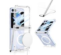 LIULANZ for Samsung Galaxy Z Flip 6 Clear Case with S Pen and Hinge Protection,Compatible with MagSafe Wireless Charger Slim Fit Transparent Hard PC Soft TPU Phone Cover. (ZFlip6-Hinge-Clear)