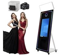 LIULIQ Interactive Touch Screen Photo Booth Machine, Magic Mirror DSLR Photo Booth with Flight Case and 43" Touchscreen, Selfie Square Light, Foldable Design for Wedding Birthday Graduation Events