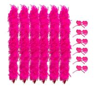 LIULIUBTY Colored Feathers Flapper Colorful Feather Boas for Party 6 Pcs 6.6ft, with Frameless Sunglasses Party Favor Carnival (6 Hot Pink)