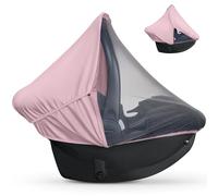 liuliuby 2 in 1 Car Seat Cover - Baby Carseat Canopy with Privacy Sun Shade & Bug Net for Newborn & Infant - Protects Babies from UV Rays, Mosquito & Insect - Carrier Covers for Boys & Girls (Pink)