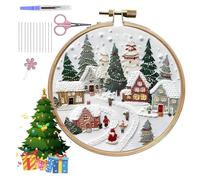 LIULIUDA Christmas Embroidery Kit, Christmas Cross Stitch Kits, Hand DIY Embroidery Stamped Kit, Adults Kids DIY Handmade, Beginners Embroidery Starter Kit for Decor Home Room (Resort Village)