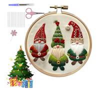 LIULIUDA Christmas Embroidery Kit, Christmas Cross Stitch Kits, Hand DIY Embroidery Stamped Kit, Adults Kids DIY Handmade, Beginners Embroidery Starter Kit for Decor Home Room (Christmas Gnome)