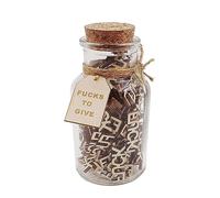 LIULIUDA Wooden Papercut Postcard, Fucks to Give, 5Oz Letter Jar of Fun, Funny Letter Jar Gift Jar, Wooden Cutout Hollow Letter Piece Release Pressure Bad Mood Vent Spoof Funny Gift for Friends (A)