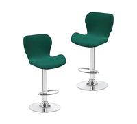LIULIWEIFA Dark green,2 pcs,Stretch Bar Stool Chair Covers Kitchen Swivel Stools Slipcovers Curved Short Back Chair Covers Chair Protector Covers for Counter Bar Office Pub Kitchen Hotel