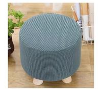 LIULIWEIFA Small Round Foot Stool Covers Stretch Ottoman Slipcover Cover Ottoman Cover Square Storage Footstool Cover Protector with Elastic Bottom Washable, Easy to Install,Round Grey Green,1PCS