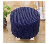 LIULIWEIFA Small Round Foot Stool Covers Stretch Ottoman Slipcover Cover Ottoman Cover Square Storage Footstool Cover Protector with Elastic Bottom Washable, Easy to Install,Round Navy Blue,1PCS