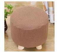 LIULIWEIFA Small Round Foot Stool Covers Stretch Ottoman Slipcover Cover Ottoman Cover Square Storage Footstool Cover Protector with Elastic Bottom Washable, Easy to Install,Round Coffee,2PCS