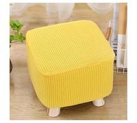 LIULIWEIFA Small Round Foot Stool Covers Stretch Ottoman Slipcover Cover Ottoman Cover Square Storage Footstool Cover Protector with Elastic Bottom Washable, Easy to Install,Square Yellow,1PCS