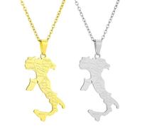 Liumarvexia 2 Pcs Adjustable Chain Necklaces italian cities Map Necklace Silver Gold Color Choker Ornament Hip Hop Decoration italian cities Map Necklace