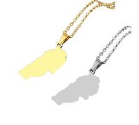Liumarvexia 2 Pcs Adjustable Chain Necklaces Smooth Lebanon Map Necklace Silver Gold Color Choker Ornament Hip Hop Decoration Smooth Lebanon Map Necklace