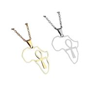 Liumarvexia 2 Pcs African silhouette Flag Map Necklace, African silhouette Decorative Necklace,Novelty Necklaces Pendant Jewelry Charm Unisex Sweater Chain Women Men Gift