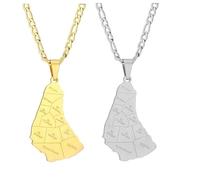 Liumarvexia 2 Pcs Barbados Island Necklace for Women Barbados Island Necklace Flag Map Pendant National Jewelry Gifts Men