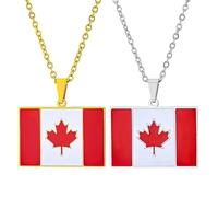 Liumarvexia 2 Pcs Canadian Flag Flag Map Necklace, Canadian Flag Decorative Necklace,Novelty Necklaces Pendant Jewelry Charm Unisex Sweater Chain Women Men Gift