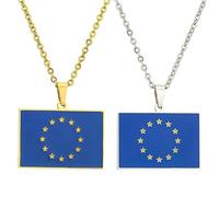 Liumarvexia 2 Pcs Flag of the European Union Necklace for Women Flag of the European Union Necklace Flag Map Pendant National Jewelry Gifts Men