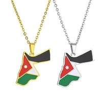Liumarvexia 2 Pcs Map of Jordan Necklace for Men Women, Jordan Map Shaped Charm, Fashionable Necklace Trend Party Gift Fashion Jewelry