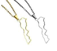 Liumarvexia 2 Pcs Map of Moroccan silhouette Necklace for Men Women, Moroccan silhouette Map Shaped Charm, Fashionable Necklace Trend Party Gift Fashion Jewelry