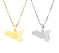 Liumarvexia 2 Pcs Map of Sicily, Italy Necklace for Men Women, Sicily, Italy Map Shaped Charm, Fashionable Necklace Trend Party Gift Fashion Jewelry