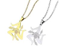 Liumarvexia 2 Pcs Map Pendant Necklaces, Fashion Sicily, Italy Map Flag Necklaces,Classic Hip Hop Sicily, Italy Pendant Necklace Jewelry For Women Men Trend Jewelry Gift