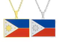 Liumarvexia 2 Pcs Map Pendant Necklaces, Fashion the Philippines Map Flag Necklaces,Classic Hip Hop the Philippines Pendant Necklace Jewelry For Women Men Trend Jewelry Gift