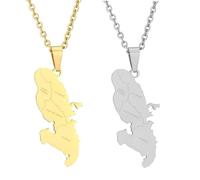 Liumarvexia 2 Pcs Martinique Island, France Necklace for Women Men Martinique Island, France Map Pendant Necklace Hiphop Jewelry Gift Trend Party Gift Fashion Jewelry