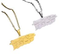 Liumarvexia 2 Pcs Puerto Rico City Map and Flag Necklace for Women Men, Puerto Rico City Necklace Pendant Charm, Stainless Steel Map Jewelry Accessories