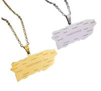 Liumarvexia 2 Pcs Puerto Rico Necklace for Women Puerto Rico Necklace Flag Map Pendant National Jewelry Gifts Men