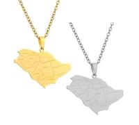 Liumarvexia 2 Pcs Saudi Arabia Green Necklace for Women Saudi Arabia Green Necklace Flag Map Pendant National Jewelry Gifts Men