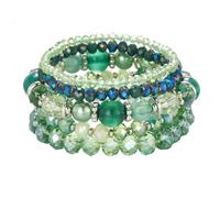 Liumarvexia Bohemian Beads Elastic Crystal Multi-Layer Bracelet, Boho Bracelet Charm Jewelry with Gift Box for Women Summer Beach Party Stackable Stretch Jewellery Gifts, Color3
