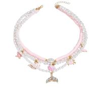 Liumarvexia Bohemian multi-layered Pearl necklace for women, marine creatures dolphin crab pink beads Chain Stacked Dainty necklace Choker
