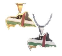 Liumarvexia Flag of The Central African Republic Necklace Stainless Steel Pendant Necklace Central African Republic Colorful Drop Oil Flag Ethnic Jewelry 2 Pcs 50Cm