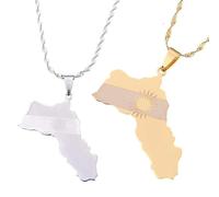 Liumarvexia Kurdistan Map Flag Necklace Pendant, Ethnic Style Novel Kurdistan Necklace Charm Jewelry Gift 2 Pcs 50Cm