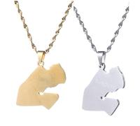 Liumarvexia Map of The Republic of Djibouti Necklace, Republic of Djibouti Map Stainless Steel Neck Charm Ethnic Style Jewelry Gift 2 Pcs 50Cm
