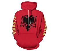 Liumarvexia Men's Hoodie Albania Flag Print Pullover Womens 3D Print Long Sleeve Hoody Casual Sweatshirts with Big Kanga Pocket Unisex Hooded Sportswear Pullover Top