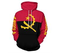 Liumarvexia Men's Hoodie Angola Flag Print Pullover Womens 3D Print Long Sleeve Hoody Casual Sweatshirts with Big Kanga Pocket Unisex Hooded Sportswear Pullover Top