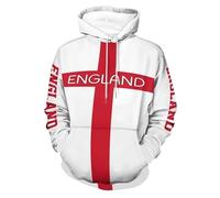 Liumarvexia Men's Hoodie England Flag Print Pullover Womens 3D Print Long Sleeve Hoody Casual Sweatshirts with Big Kanga Pocket Unisex Hooded Sportswear Pullover Top