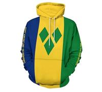 Liumarvexia Men's Hoodie Saint Vincent And The Grenadines Flag Print Pullover Womens 3D Print Long Sleeve Hoody Casual Sweatshirts with Big Kanga Pocket Unisex Hooded Sportswear Pullover Top